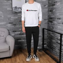 日版冠军圆领卫衣男女套头运动套装男士休闲青少年春秋装两件套